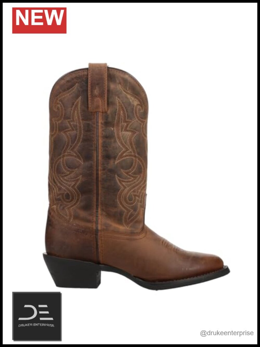 Laredo Maddie Women's Mid-Calf Cowboy Boots Genuine Leather Pull-On Embroidered